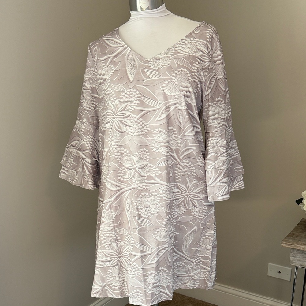 Floral Taupe Gray Dress NWT Size XL